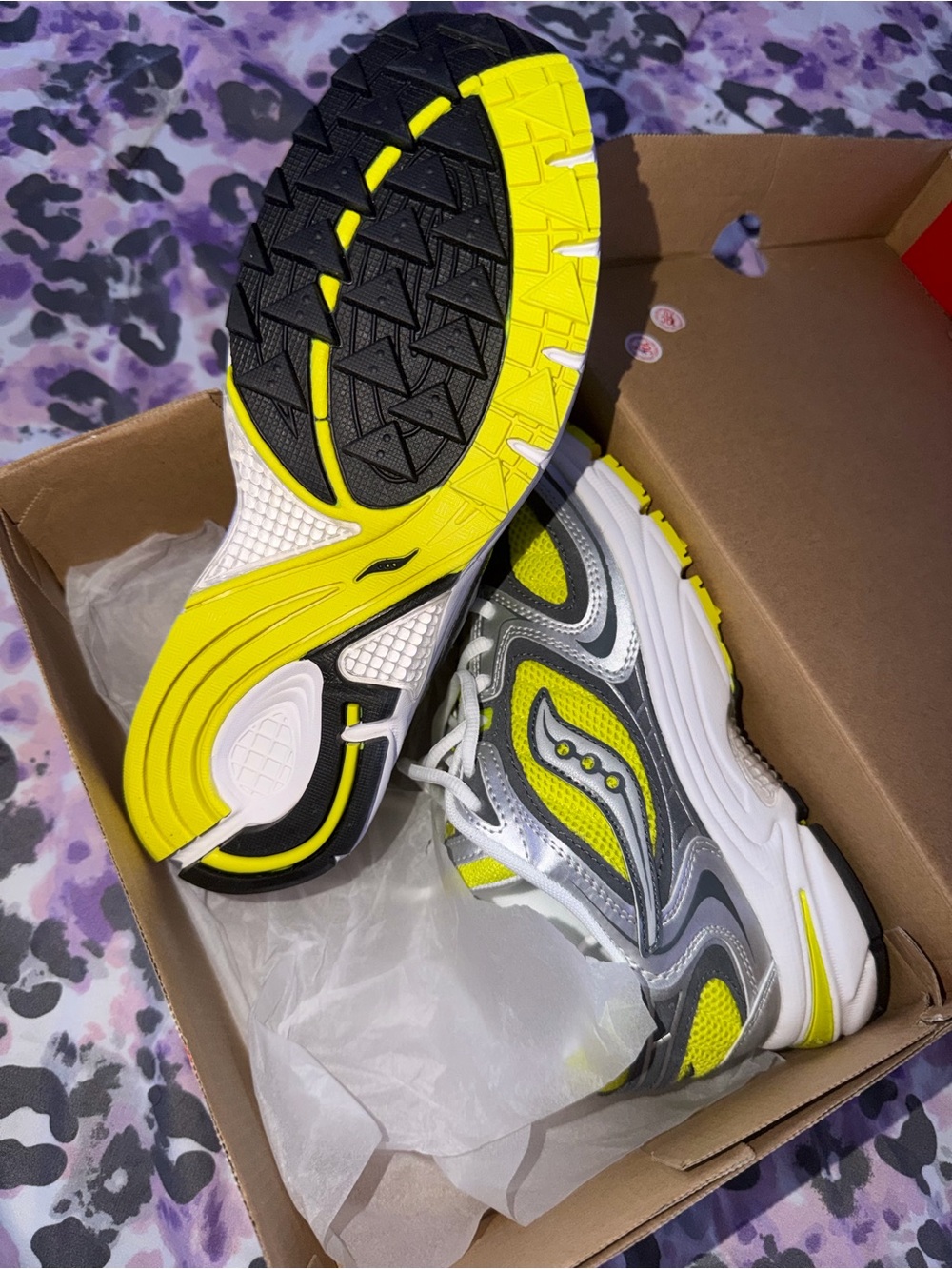 Saucony Kids Yellow & Gray Mesh Running Sneakers - Picture 2 of 4